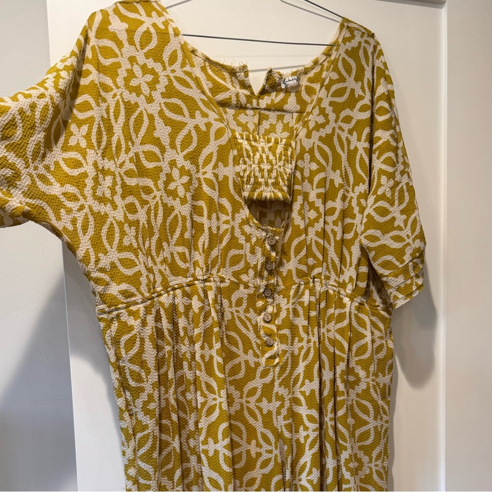 Free People Yellow and White Jumpsuit